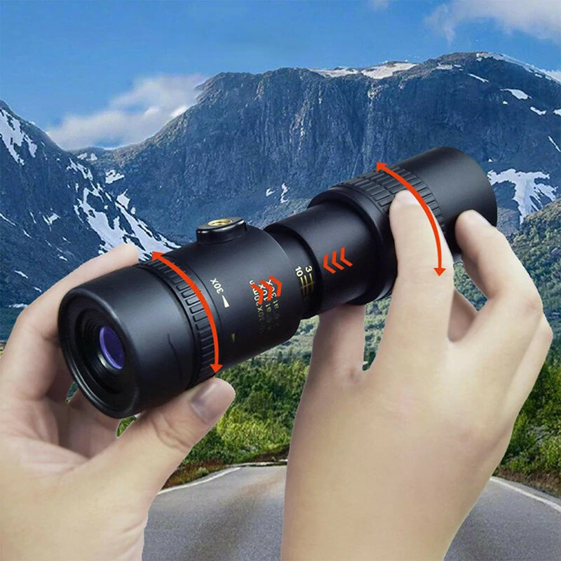 (image for) 10-30x30 Portable Retractable Mini Monocular BAK4 Prism Dual Focus Lens Telescope For Bird Watching Hiking Camping Travel Monoculars
