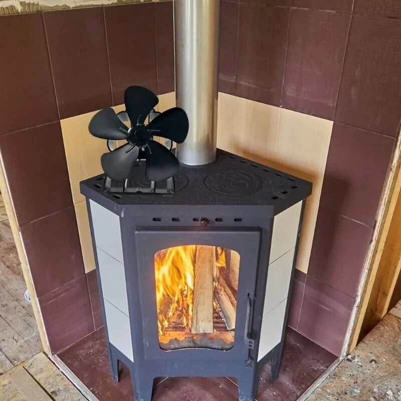 (image for) DY565J Energy Saving Fireplace Fan 5 Blade Fireplace Quiet SafeHeat Powered Stove Fan Log Wood Burner Eco Friendly Fan