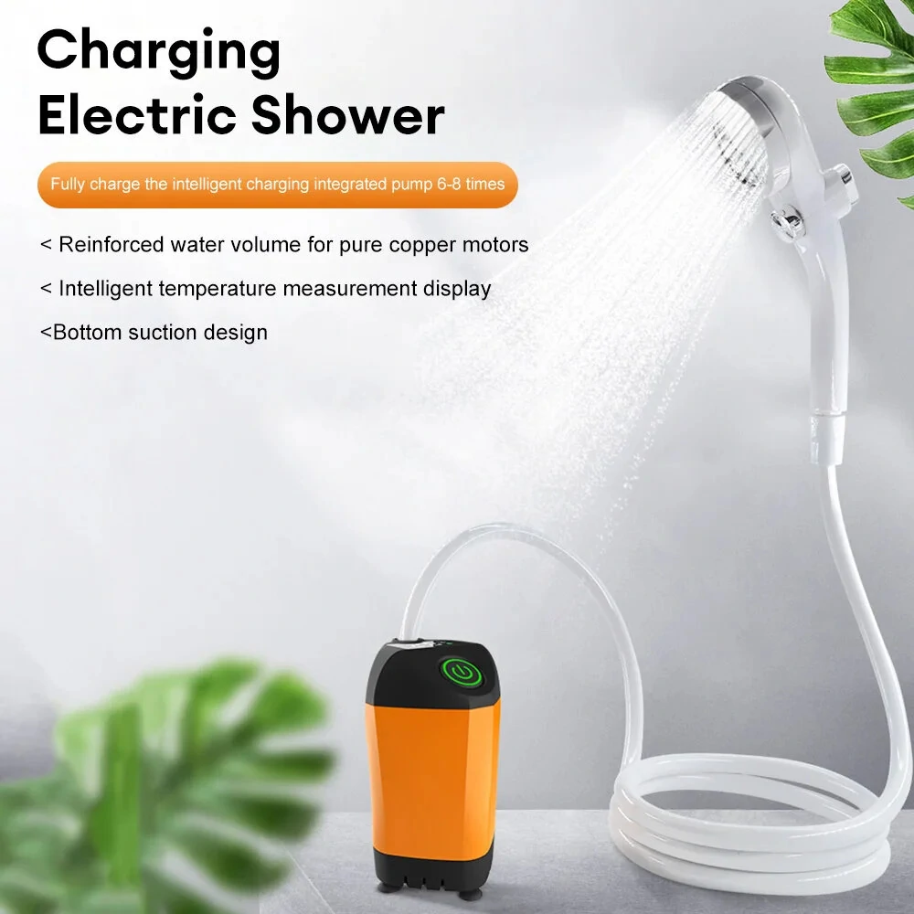 (image for) Portable Electric Shower Pump Outdoor Camping Shower IPX7 Waterproof with Digital Display for Camping Hiking Backpacking Travel